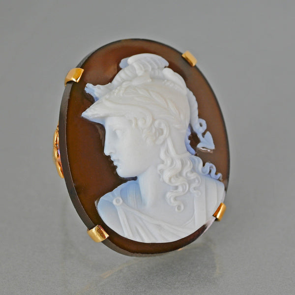 Antique Victorian 14K Gold Achilles Hardstone Cameo Ring