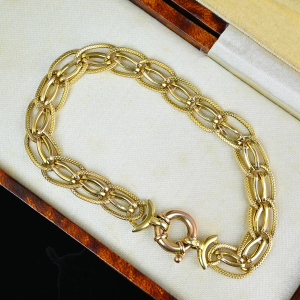 Wide Textured Florentine Gold Curb Link Chain Bracelet, 7.7 grams - Boylerpf
