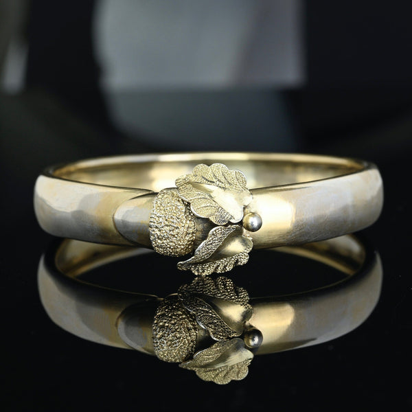 Antique Victorian Sterling Silver Acorn Bangle Bracelet