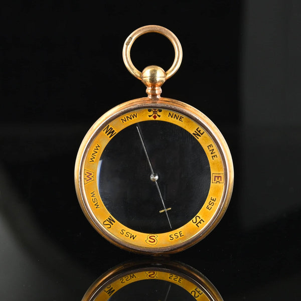 DEPOSIT Antique 15K Gold Working Compass Fob Pendant, Xtra Large - Boylerpf