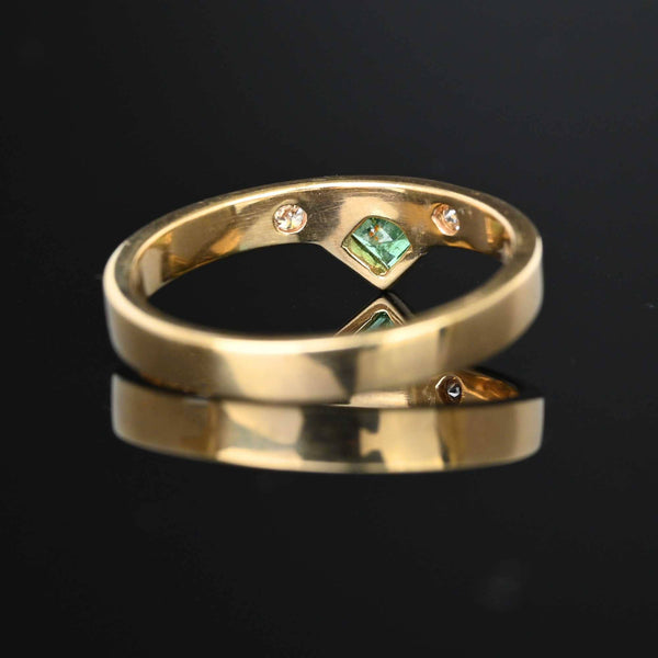 Vintage Diamond Step Cut Emerald Ring Band in Gold - Boylerpf