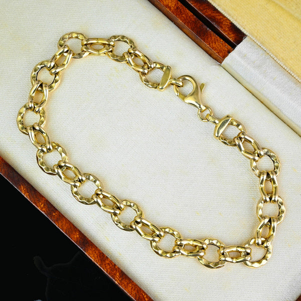 Vintage Interlocking Circle Fancy Link Solid Gold Bracelet - Boylerpf