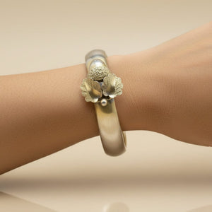Antique Victorian Sterling Silver Acorn Bangle Bracelet - Boylerpf