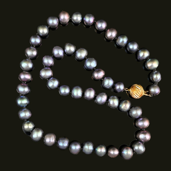 Vintage 14K Gold 9mm Peacock Pearl Necklace - Boylerpf
