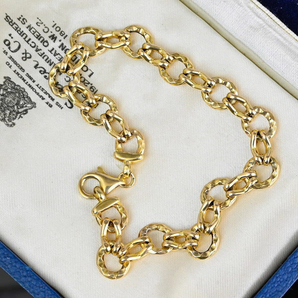 Vintage Interlocking Circle Fancy Link Solid Gold Bracelet - Boylerpf