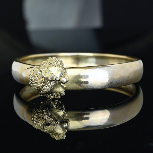 Antique Victorian Sterling Silver Acorn Bangle Bracelet