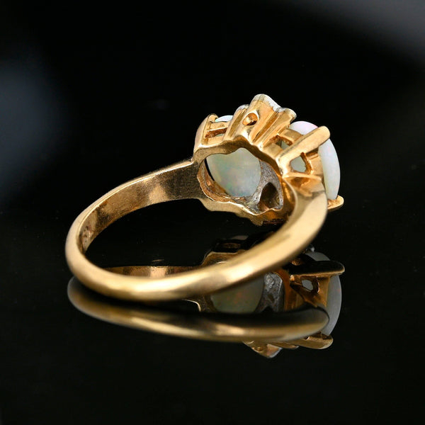 Antique Art Deco 14K Gold Diamond Opal Ring - Boylerpf