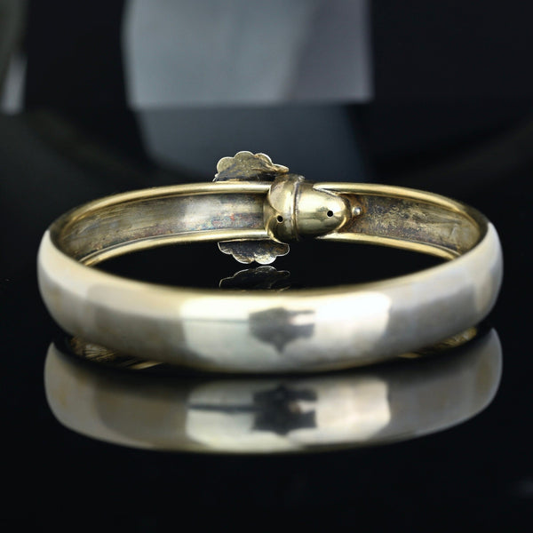 Antique Victorian Sterling Silver Acorn Bangle Bracelet