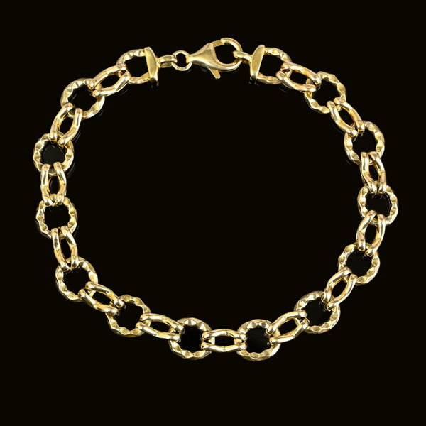 Vintage Interlocking Circle Fancy Link Solid Gold Bracelet - Boylerpf