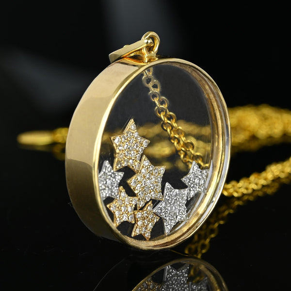 Unique 14K Gold 1 CTW Diamond Star Shaker Pendant Necklace - Boylerpf