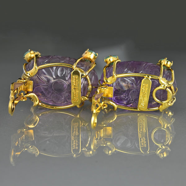 Vintage Iradj Moini Amethyst Emerald Statement Earrings