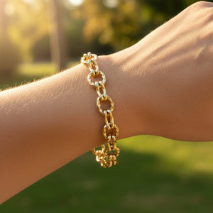 Vintage Interlocking Circle Fancy Link Solid Gold Bracelet - Boylerpf