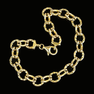 Vintage Interlocking Circle Fancy Link Solid Gold Bracelet - Boylerpf