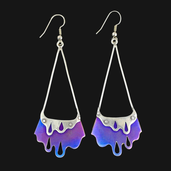 Norman Grant Titanium Dust Enamel Chandelier Earrings - Boylerpf