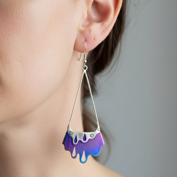 Norman Grant Titanium Dust Enamel Chandelier Earrings - Boylerpf