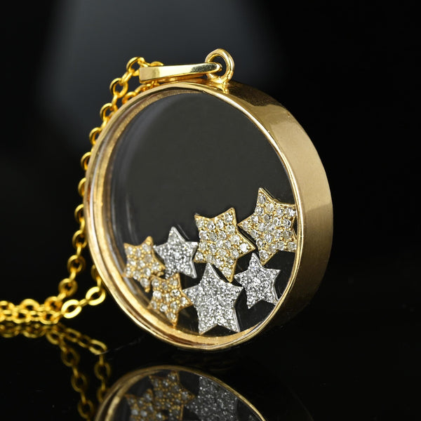 Unique 14K Gold 1 CTW Diamond Star Shaker Pendant Necklace - Boylerpf