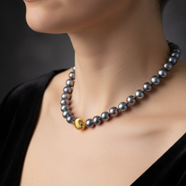 Vintage 14K Gold 9mm Peacock Pearl Necklace - Boylerpf