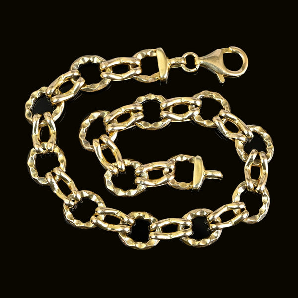 Vintage Interlocking Circle Fancy Link Solid Gold Bracelet - Boylerpf