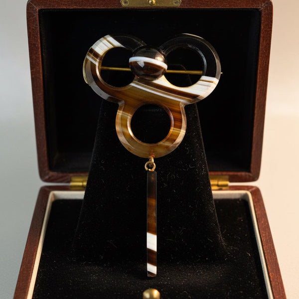 Antique Victorian Scottish Banded Agate Brooch 19th Century
