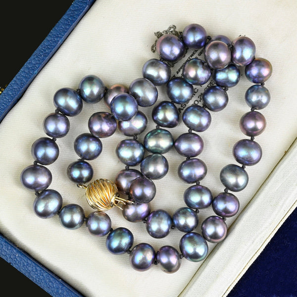 Vintage 14K Gold 9mm Peacock Pearl Necklace - Boylerpf