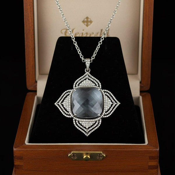 Vintage Rock Crystal Diamond Pendant Sterling Silver - Boylerpf