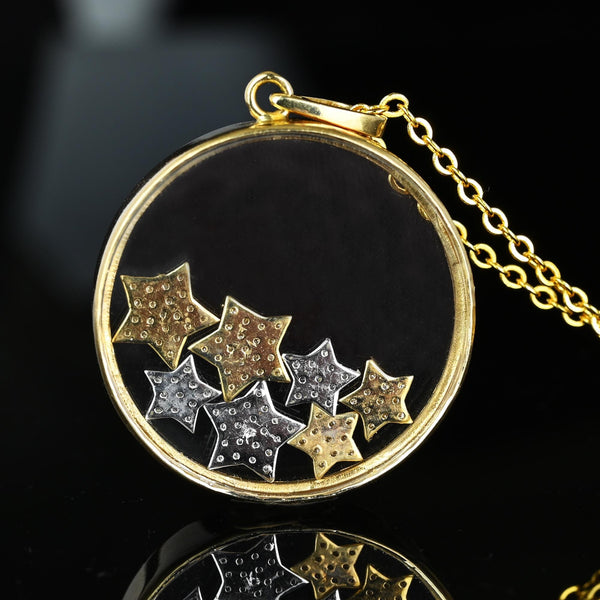 Unique 14K Gold 1 CTW Diamond Star Shaker Pendant Necklace - Boylerpf