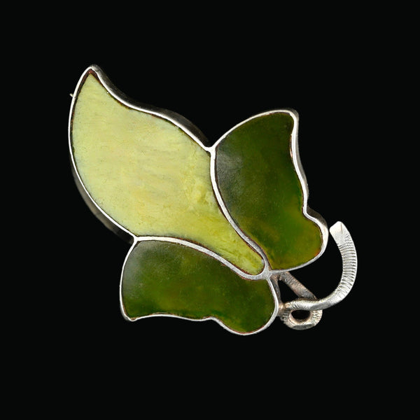 Antique Irish Agate and Connemara Marble Ivy Leaf Brooch - Boylerpf