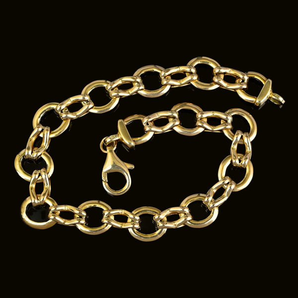 Vintage Interlocking Circle Fancy Link Solid Gold Bracelet - Boylerpf
