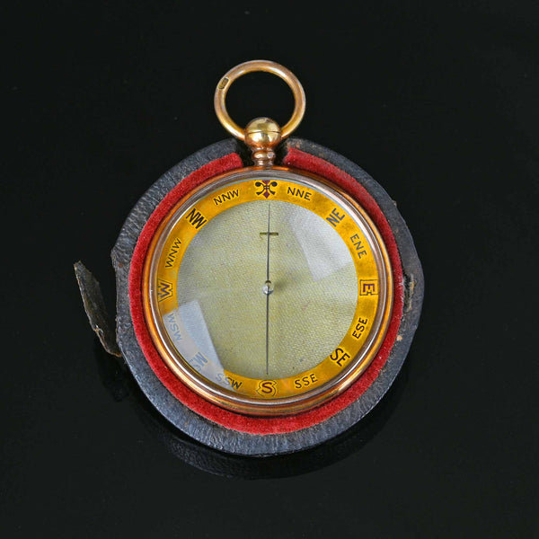 Antique 15K Gold Working Compass Fob Pendant, Xtra Large - Boylerpf