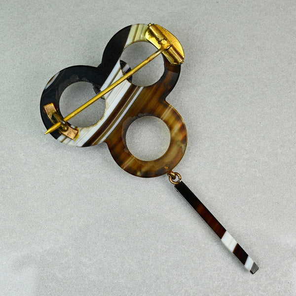 Antique Victorian Scottish Banded Agate Brooch 19th Century