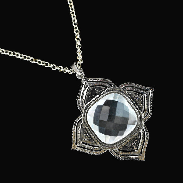 Vintage Rock Crystal Diamond Pendant Sterling Silver - Boylerpf
