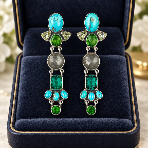 Vintage Federico Jimenez Turquoise Sterling Silver Earrings