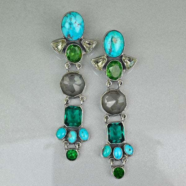 Vintage Federico Jimenez Turquoise Sterling Silver Earrings