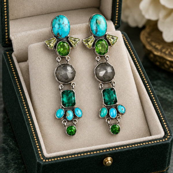 Vintage Federico Jimenez Turquoise Sterling Silver Earrings