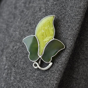 Antique Irish Agate and Connemara Marble Ivy Leaf Brooch - Boylerpf