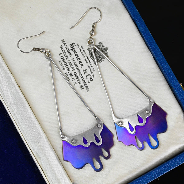 Norman Grant Titanium Dust Enamel Chandelier Earrings - Boylerpf