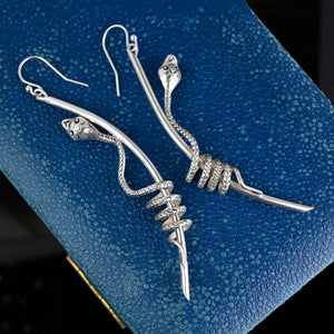 Vintage Sterling Silver Chandelier Snake Earrings - Boylerpf