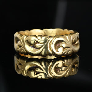 Mens Antique Art Nouveau 14K Gold Wedding Ring Band - Boylerpf