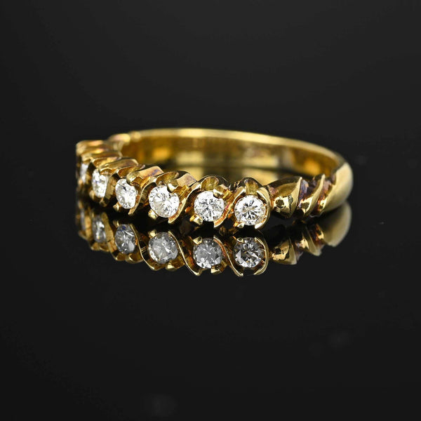 14K Gold Seven Stone Diamond Half Eternity Ring Band - Boylerpf