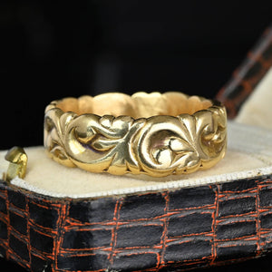 Mens Antique Art Nouveau 14K Gold Wedding Ring Band - Boylerpf