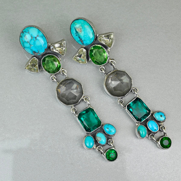 Vintage Federico Jimenez Turquoise Sterling Silver Earrings