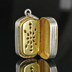 Antique Silver Gold Gilt Vinaigrette Locket Pendant - Boylerpf