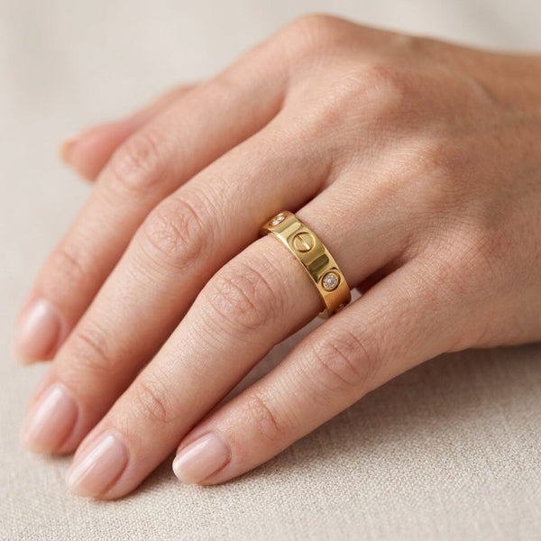 Cartier Love Ring 18K Yellow Gold Diamond Band 0.23ct