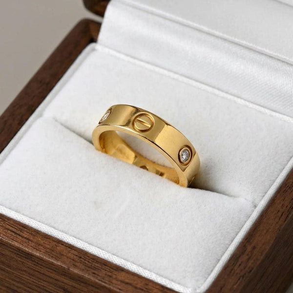 Cartier Love Ring 18K Yellow Gold Diamond Band 0.23ct