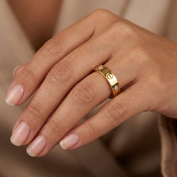 Cartier Love Ring 18K Yellow Gold Diamond Band 0.23ct