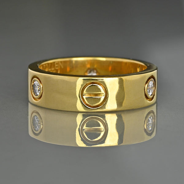 Cartier Love Ring 18K Yellow Gold Diamond Band 0.23ct