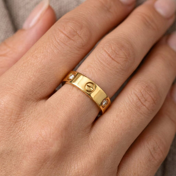Cartier Love Ring 18K Yellow Gold Diamond Band 0.23ct