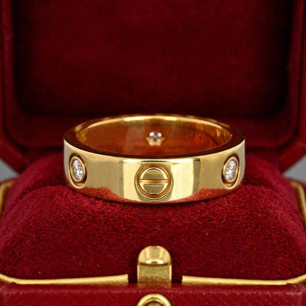 Cartier Love Ring 18K Yellow Gold Diamond Band 0.23ct