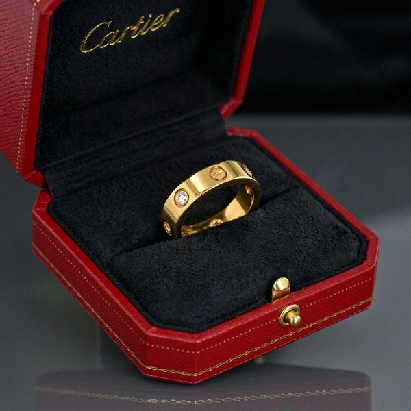 Cartier Love Ring 18K Yellow Gold Diamond Band 0.23ct