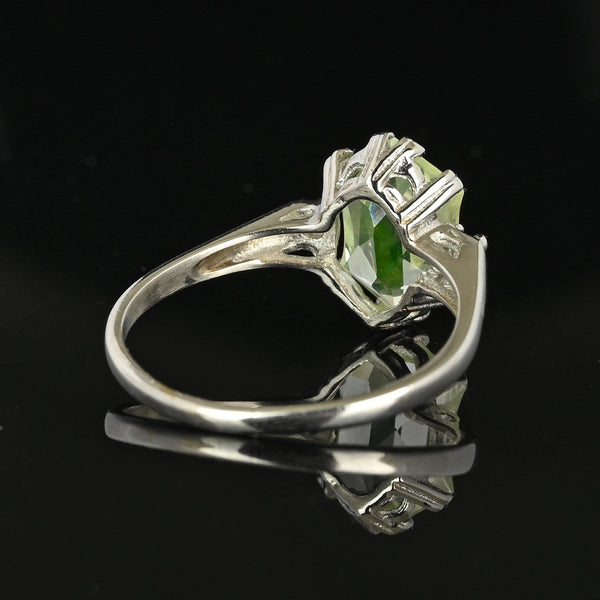 Vintage 10K White Gold Fancy Cut Green Spinel Ring - Boylerpf